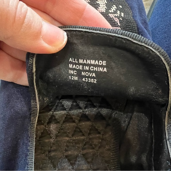 INC International Concepts Navy Blue Velvet & Sequin Skull Graphic Nova Loafers - Picture 8 of 9